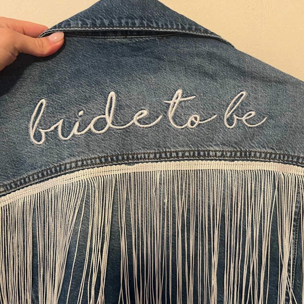 Bride to be Jean fringe jacket!